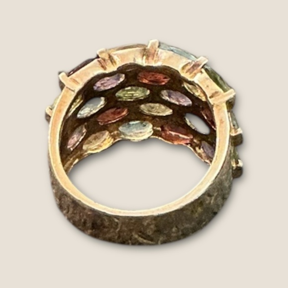 Gold over Sterling Muli Gemstone Ring - Picture 5 of 6